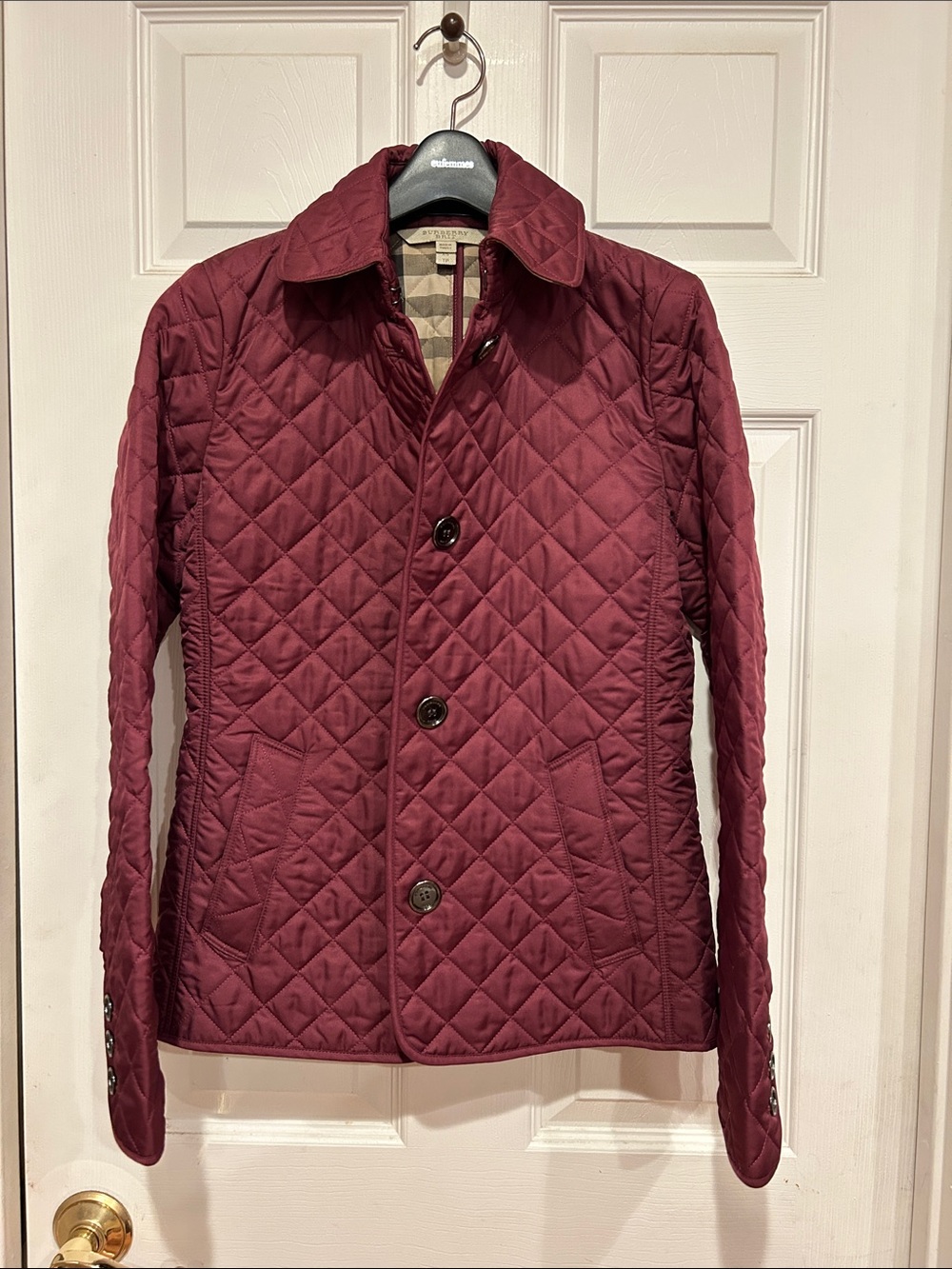 Burberry Quilted Wine-Red Women's Puffer Jacket